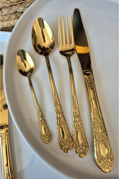 CASA DE BELLA 42 Piece San Marino Gold 6-Person Cutlery Set