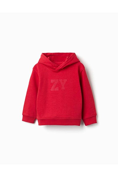 Ziddy Hooded Sweatshirt With Zy Embossed Print For Baby Boys, Red