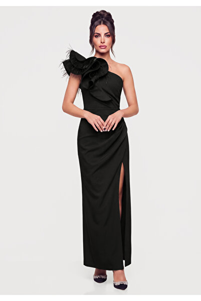 Larica Damen-Abendkleid, Maxi-Schnitt, Asymmetrisches Design LA-OM-DLR451 Sch...
