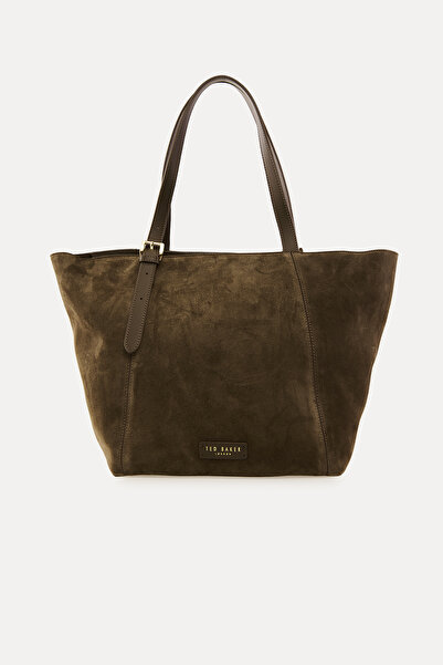 Ted Baker Haki Deri Logo Etiketli Süet Alışveriş Çantası
