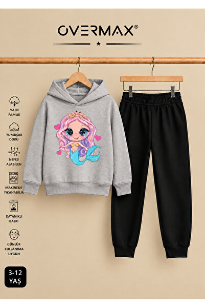 OVERMAX Mermaid Printed Hooded Tracksuit Set – Ages 3-12