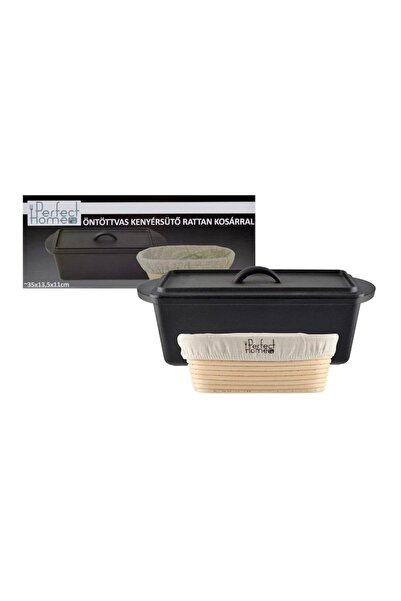 Perfect Home Forma pentru copt paine, din fonta, 35x13.5x11 cm, cu cos pentru dospire ratan,