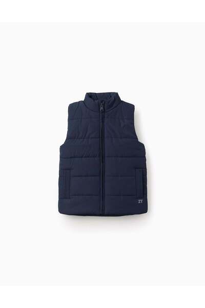 Ziddy Puffer Vest With Polar Fleece Lining And Pockets For Boys, Navy Blue