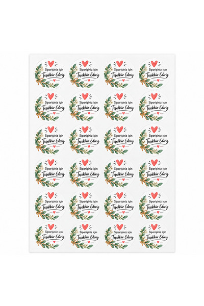 Avrupa Tedarik Siparişiniz İçin Teşekkür Ederiz Sticker 4 cm 48 Adet Çiçekli Yuvarlak Paketleme Etiketi