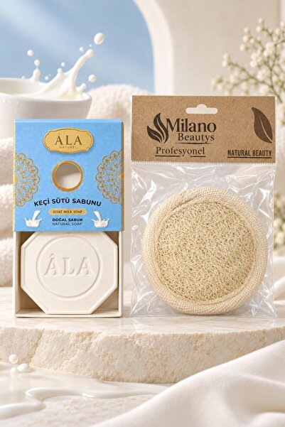 MİLANO BEAUTYS Ala Goat Milk Extract Organic Solid Soap - Organic Fiber with ...