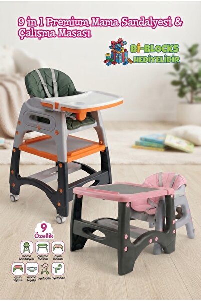 oruçoyuncak Çalışma Masası 9 in 1 Premium Mama Sandalyesi & Çalışma Masası - Çok Fonksiyonlu Bebek Sandalyesi ve Aktivite Masası