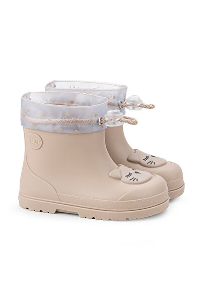 IGOR Mendi Gato Girls' Cat Patterned Rain Boots - Beige W10322-004