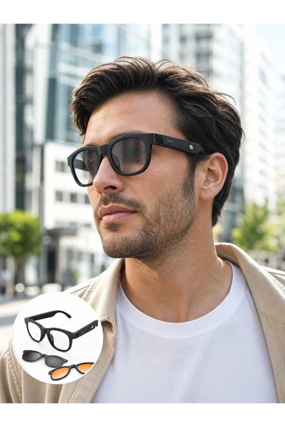 Yapay Zekâ Destekli Akıllı Gözlük Değiştirilebilir Manyetik Lens Bluetooth Bağlantı ve Dokunmatik Ko