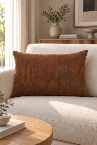 texta home deco Otantik Motif Dokuma Kırlent Kılıfı - Kiremit - 40x60 cm