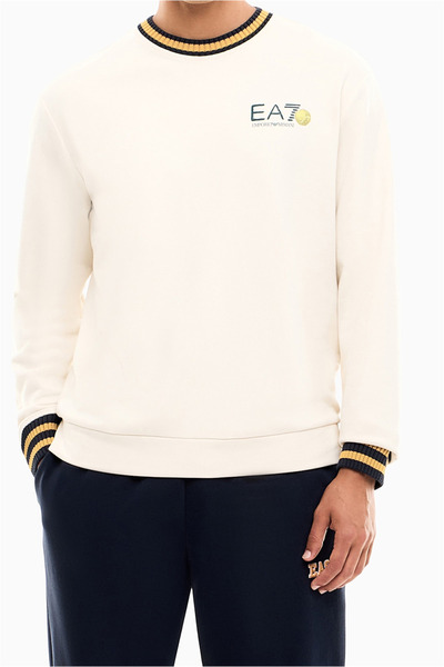 EA7 Erkek Bisiklet Yaka Sweatshirt Bej