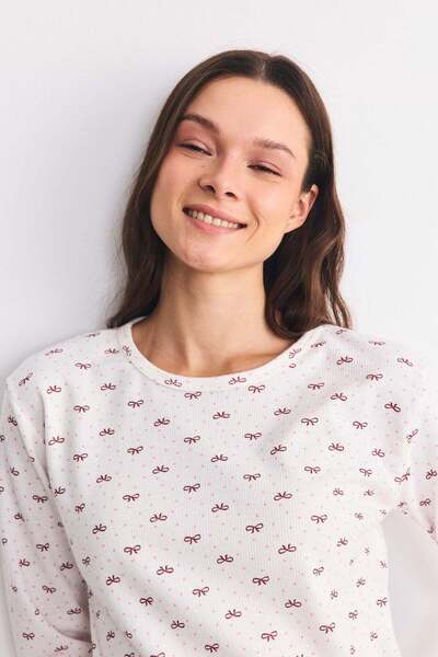 C&City Yumuşak Dokulu Desenli Pijama Takımı Fiyonk