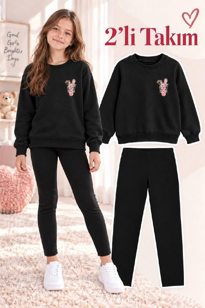 genosha Girl's Crew Neck Sweatshirt and Leggings 2-Piece Set