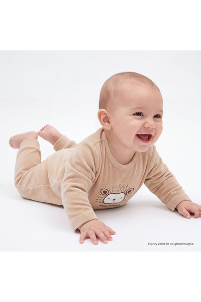 ebebek Hello Baby HelloBaby Yenidoğan Kadife Patiksiz Tulum