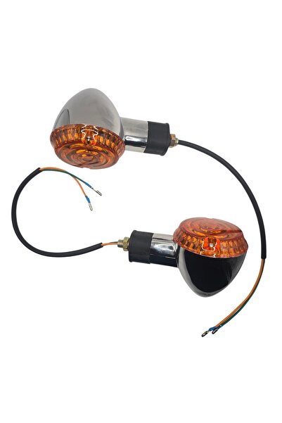 OEM Set 2 Semnalizari Universale Rotunde Moto Scuter ATV, Cromate, Sticla Gal...