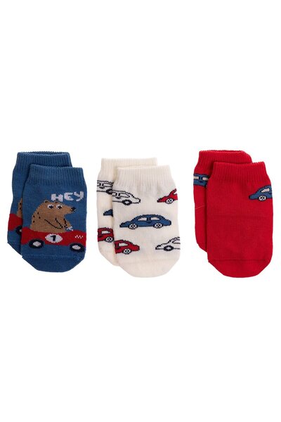 ebebek Hello Baby HelloBaby Erkek Bebek 3lü Kaydırmaz Çorap Taşıtlar Baskılı