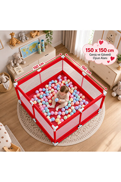 AVOCADO 150x150 Güvenli Çocuk Ve Bebek Oyun Alanı Seti (3’lü) Top Hediye 150x...