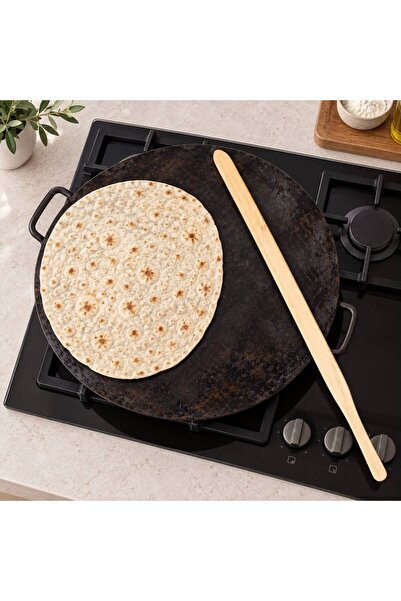 ERÇELİK TİCARET 100 cm Ahşap Hamur Çevirme Spatulası Yufka Gözleme Bazlama Çe...