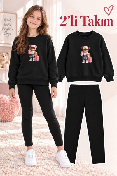 genosha Girl's Crew Neck Sweatshirt and Leggings 2-Piece Set