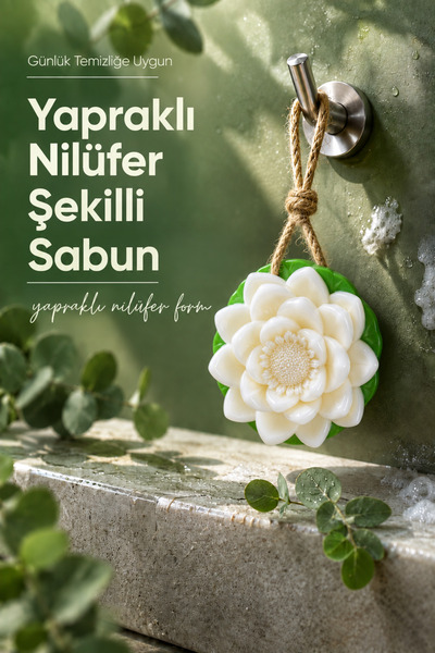 Vienev Leafy White Water Lily Shaped Solid Soap 9.5 X 3.5 cm Hangable Decorat...