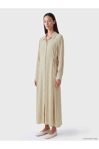 LC Waikiki Rochie cămașă texturată cu legătură