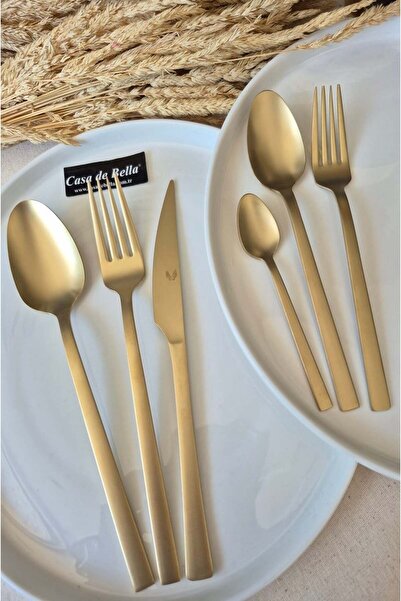 CASA DE BELLA 72 Piece 6-Person Matte Gold Cutlery Set