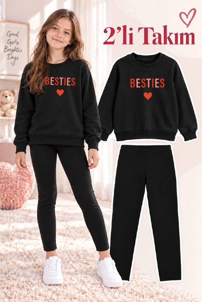 genosha Girl's Crew Neck Sweatshirt and Leggings 2-Piece Set