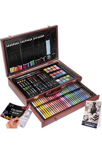 Ayawaska Set complet desen si pictura 148 piese in valiza din lemn cu sertar,...