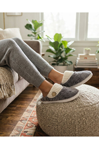 Enes Ayakkabıcılık Women's Button Detailed, Soft, Plush, Washable Home Slippe...
