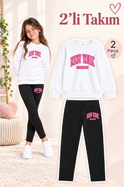genosha Girl's Crew Neck Sweatshirt and Leggings 2-Piece Set