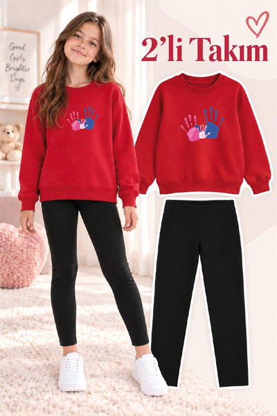genosha Girl's Crew Neck Sweatshirt and Leggings 2-Piece Set