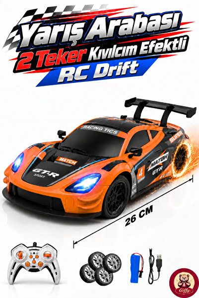 giffy Uzaktan Kumandalı 2 Teker Kıvılcım Efektli Drift Yarış Arabası Şarjlı L...