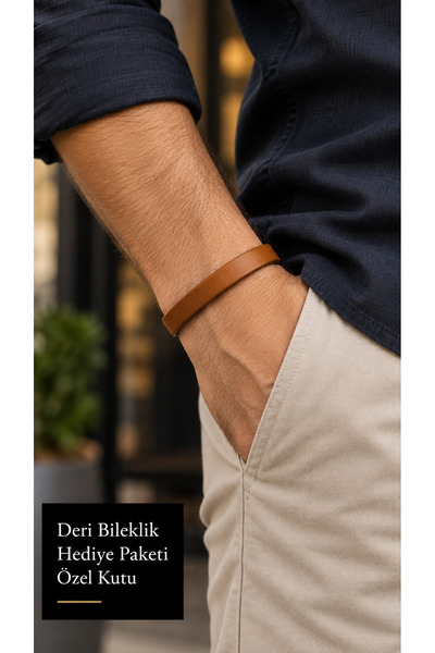 HER ŞEY NOTA www.herseynota.com Galdreno Caramel Leather Men's Bracelet - Cur...