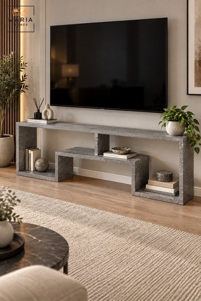 MARIA HOMES حامل تلفزيون عصري 160 × 30 × 50 سم |   وحدة تلفزيون بتشطيب خشبي ر...