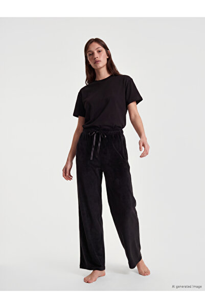 LC Waikiki Pantaloni de pijama de damă din catifea cu talie elastică