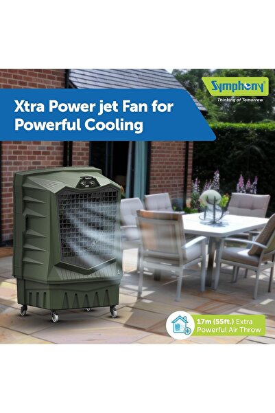 Symphony Airforce 100 Commercial Air Cooler, 100L Water Tank, Xtra powerful air throw Up To 21m (69ft), Weather Resistant Body, 325W, Lockable heavy-duty wheels, SN-Airforce 100