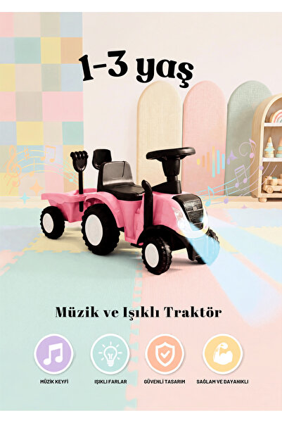 PRO Toys İlk Maceram 3'ü 1 Arada Işıklı & Müzikli Ve Römorklu Mini Traktör / ...