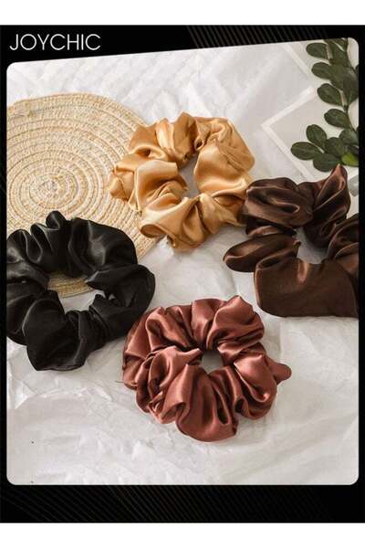 Joychic 4 Piece Women Simple and Versatile Hair Elastics Satin Scrunchies for...