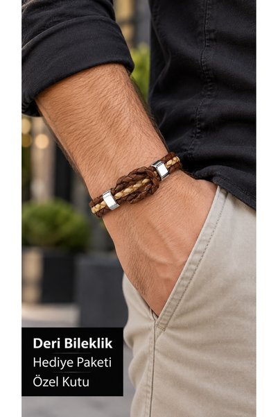 HER ŞEY NOTA www.herseynota.com Dervessi Knot Brown Leather Men's Bracelet - ...