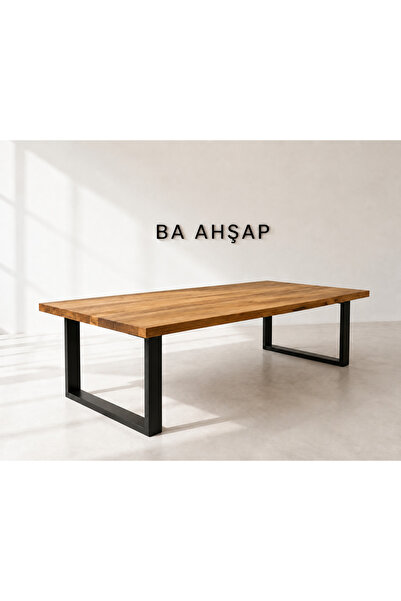BA AHŞAP Metal Ayaklı Kare Kenar Boya Yemek Masası 80x100_LL1-01