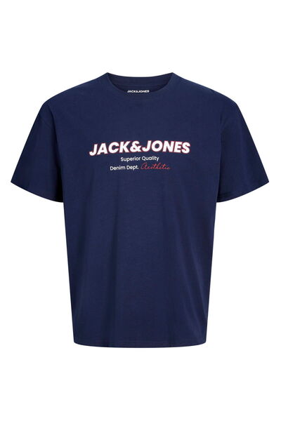 Jack & Jones Erkek Gögüs Baskili Relaxed Fit Bisiklet Yaka Tisört - Abbo