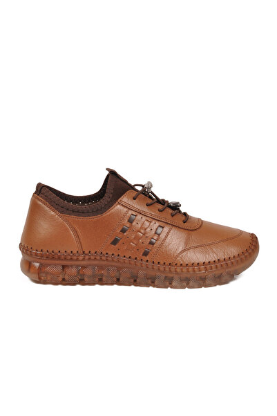 Voyager Tan Genuine Leather Rubber Laced Anatomical Women's Casual Shoes Z510