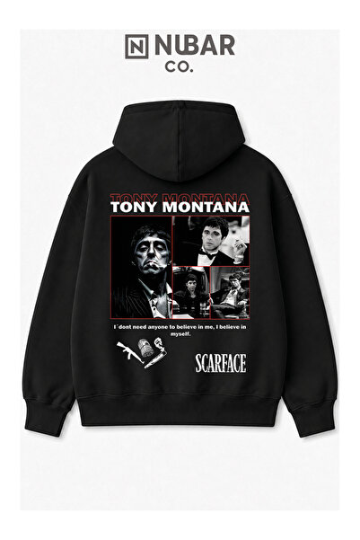 PANDORICA Φούτερ με κουκούλα Tony Montana Scarface, Unisex, 3-κλωνο, υψηλής π...