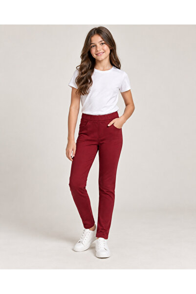 Ugly Duck DEVOJČIČKE PODIGNUTE LEGGINGSKE PANTALONE 5-14 GODINA BURGUNDIJE