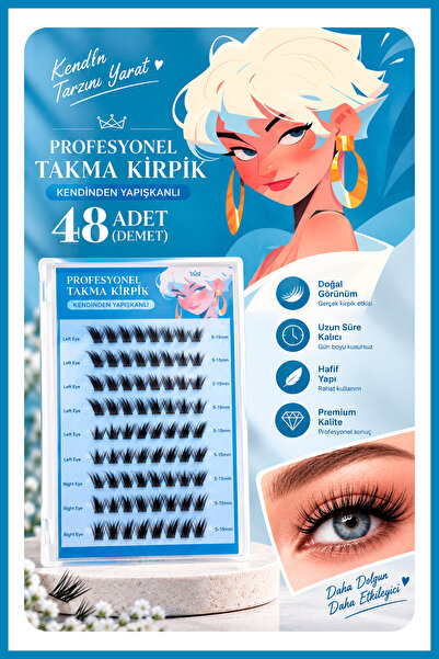 Nera Classy Profesyonel Kendinden Yapışkanlı Takma Kirpik – 48 Demet Takma Ki...