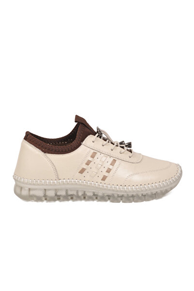 Voyager Ecru Genuine Leather Rubber Laced Anatomical Women's Casual Shoes Z510