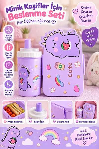 AYGÖREN HOME 2 Bölmeli Desenli Stickerlı Etiketli Kendinden Kaşıklı Beslenme ...