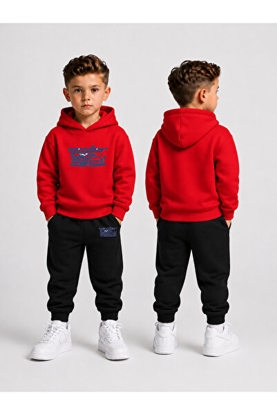 LORVEX Tracksuit Set Hooded Sweatshirt Bottom Top Set Boys 3 Threaded Threade...