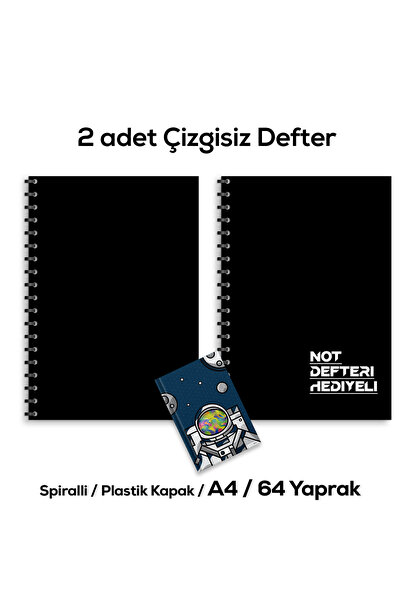 Fragman Yayınları A4 72 Yaprak 2 Adet Çizgisiz Siyah Okul Defteri Not Defteri...