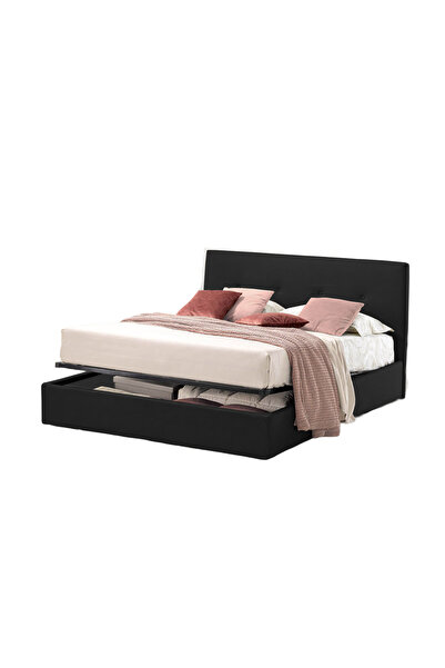 Timflex Pat Rabatabil cu Lada Depozitare Tiamo Promo 100x190 cm Catifea Negru...