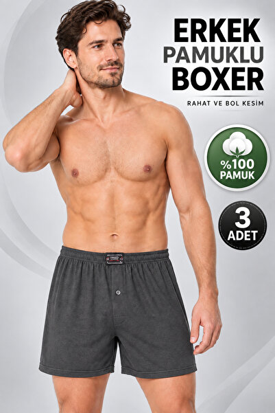 Alıç Men's Boxer 100% Cotton (Seher Yetikili Satıcısı) 3 Pieces Combed Cotton...